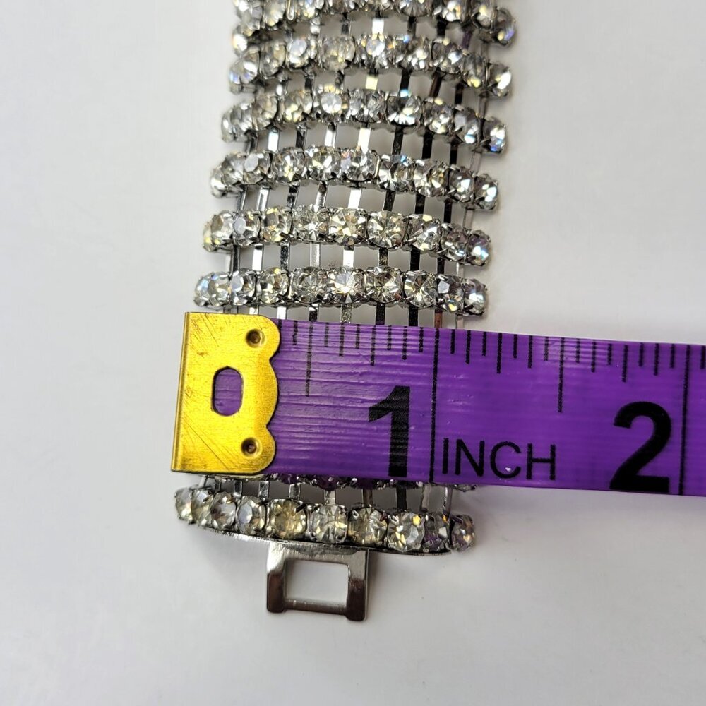 Vintage Rhinestone Wide Bracelet Cuff - Picture 10 of 14